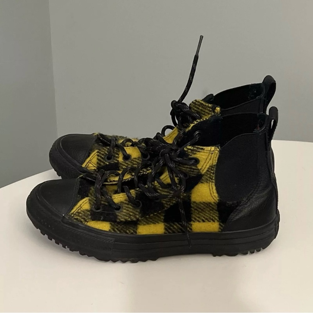 Converse Chuck Taylor Woolrich Womens 8 Chelsea Boot Yellow Black Sneaker Plaid - Picture 6 of 13
